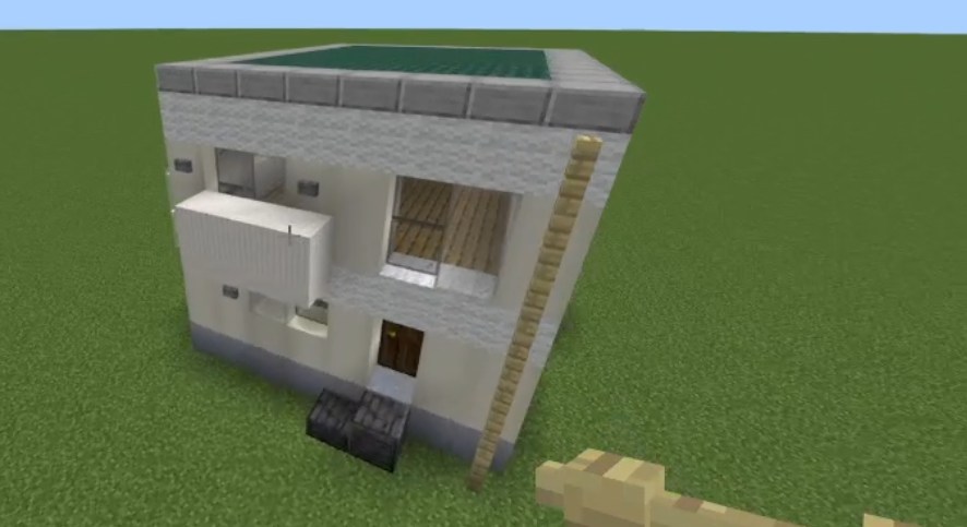 マイクラ現代建築！2階建てモダンハウス：正面①