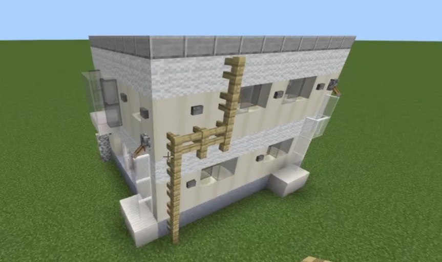 マイクラ現代建築！2階建てモダンハウスの作り方：ディテール