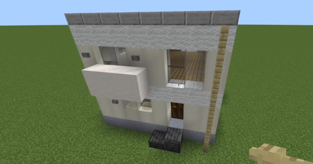 マイクラ現代建築！2階建てモダンハウス：正面②