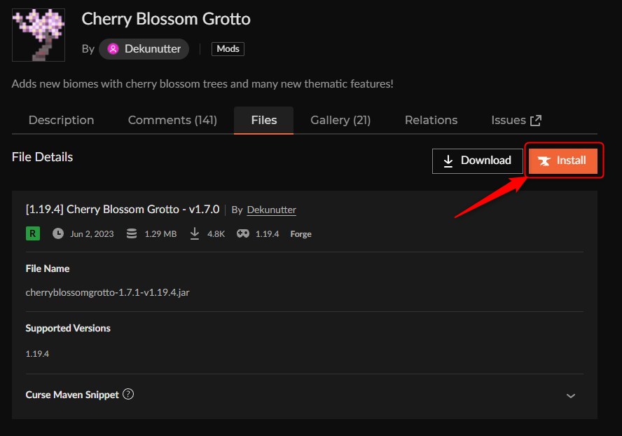 桜MOD「Cherry Blossom Grotto」の入れ方2