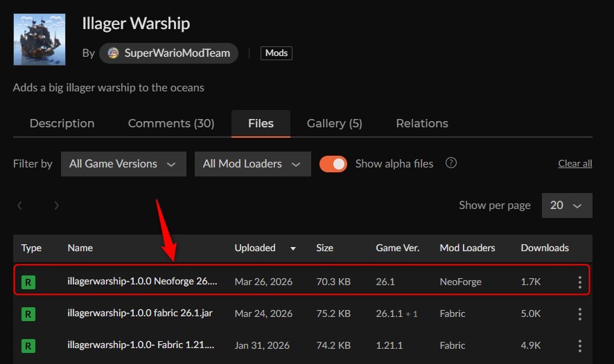 戦艦MOD「Illager Warship」の入れ方1