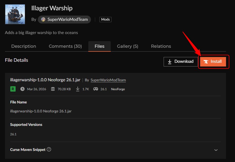 戦艦MOD「Illager Warship」の入れ方2