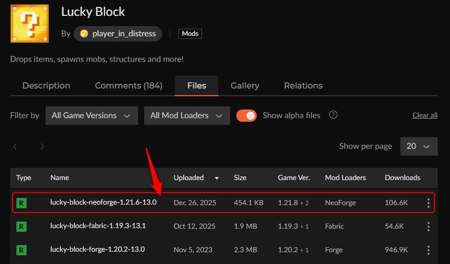 ラッキーブロックMOD「Lucky Block」の入れ方1