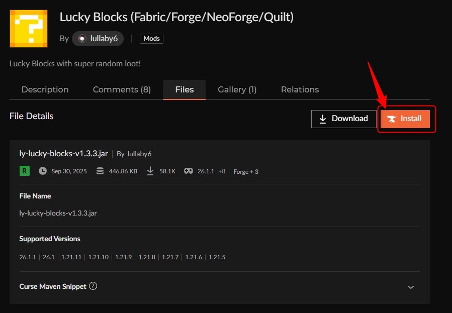 ラッキーブロックMOD「Lucky Blocks」の入れ方2