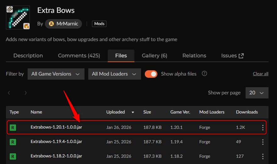 弓MOD「Extra Bows」の入れ方1