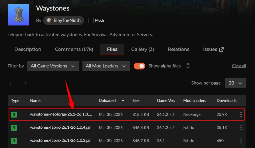 ワープMOD「Waystones」の入れ方1