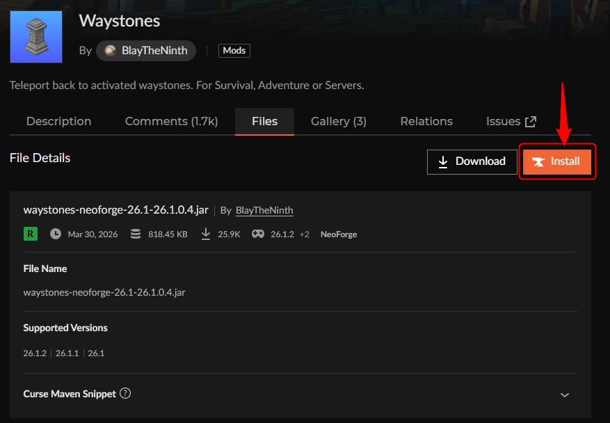 ワープMOD「Waystones」の入れ方2