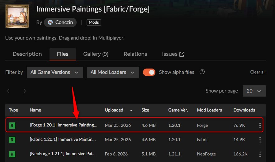 画像貼り付けMOD「Immersive Paintings」の入れ方1