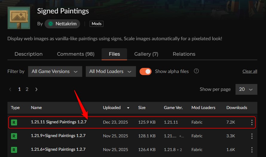 画像貼り付けMOD「Signed Paintings」の入れ方1