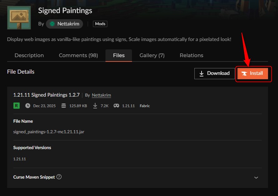 画像貼り付けMOD「Signed Paintings」の入れ方2