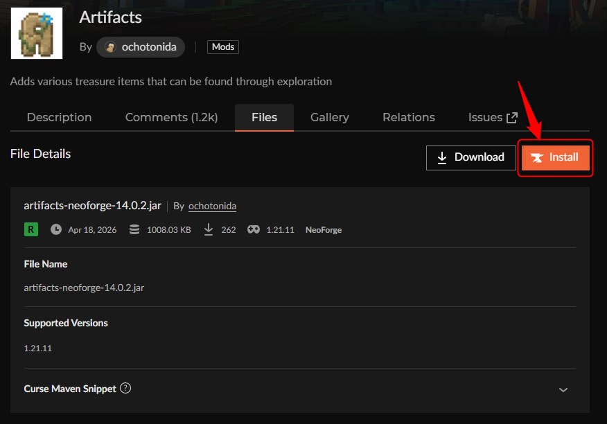 聖遺物MOD「Artifacts」の入れ方2