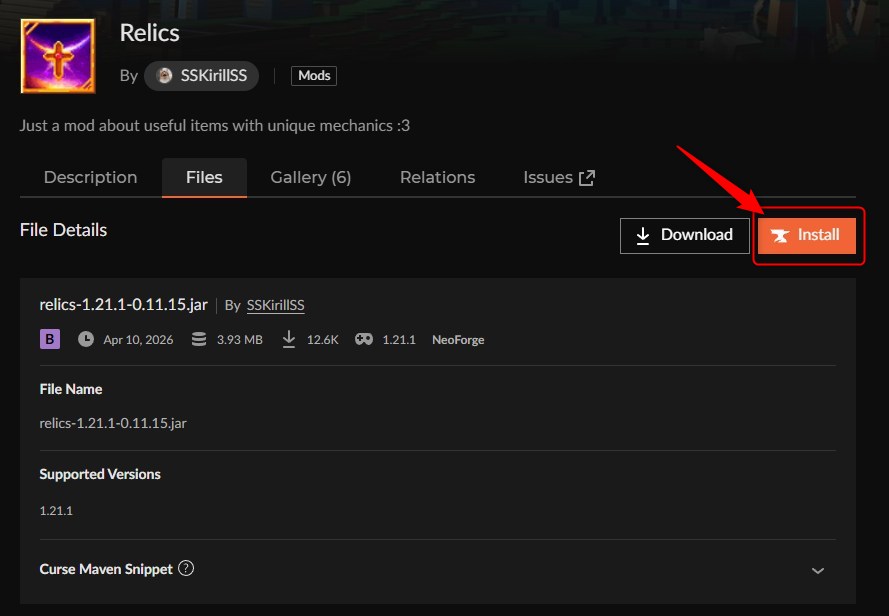 聖遺物MOD「Relics」の入れ方2