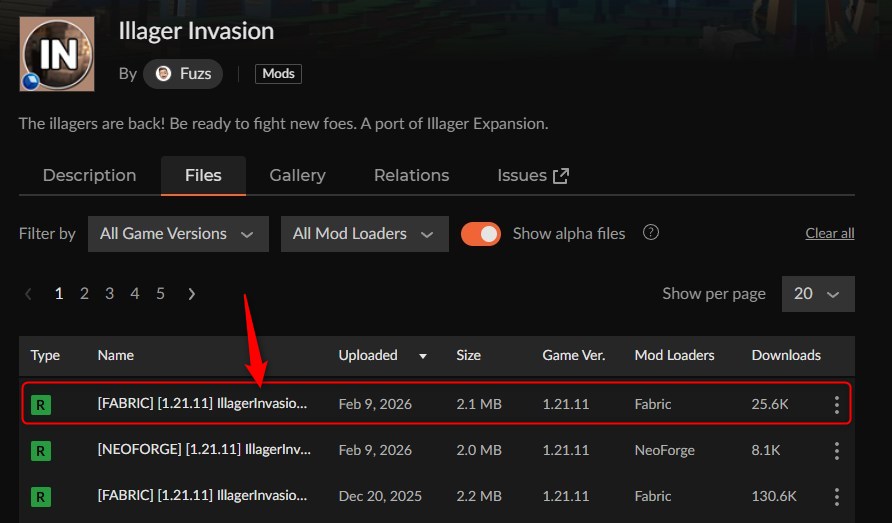襲撃MOD「Illager Invasion」の入れ方1