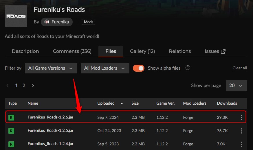 道路MOD「Fureniku's Roads」の入れ方1