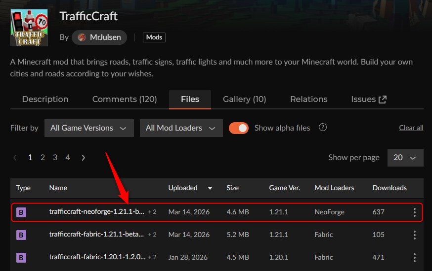 道路MOD「TrafficCraft」の入れ方1