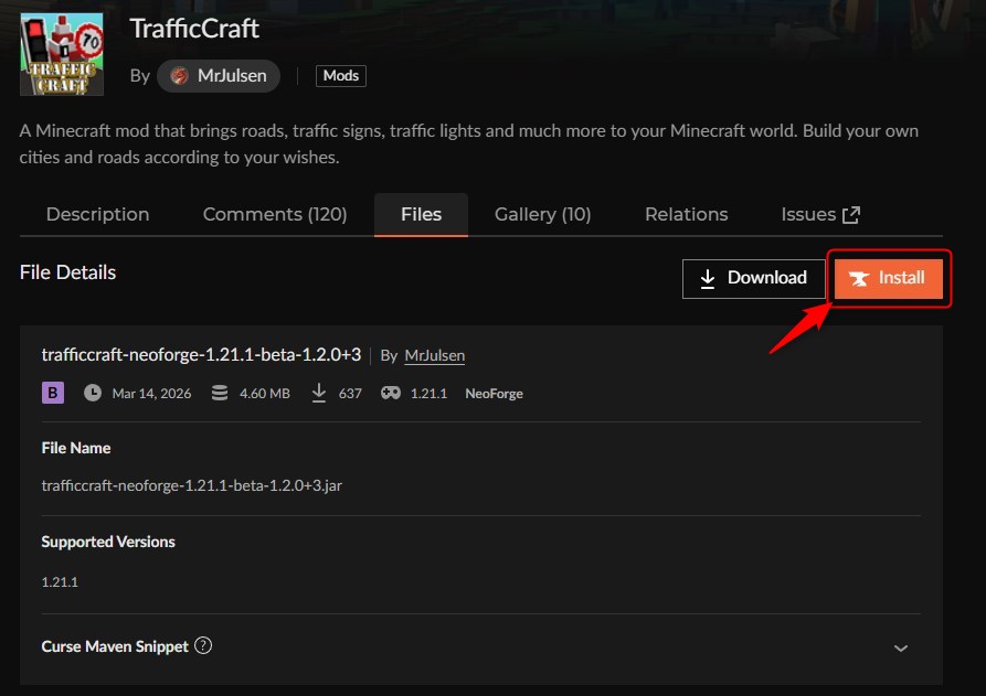 道路MOD「TrafficCraft」の入れ方2