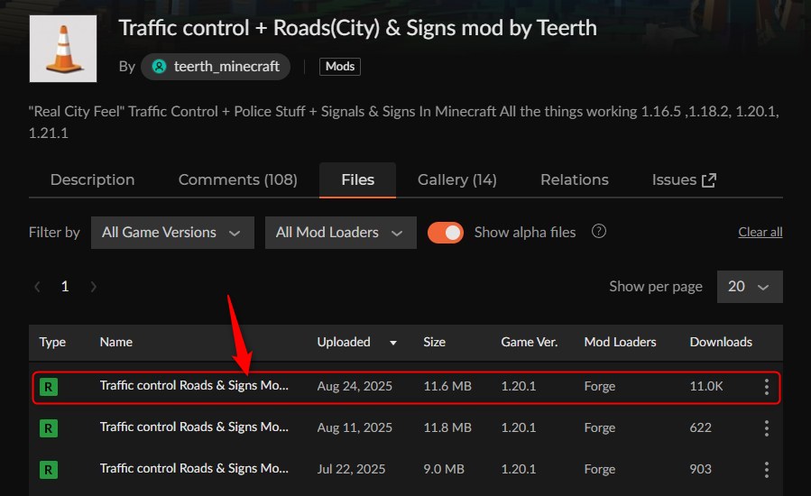 道路MOD「Traffic control + Roads & Signs by Teerth」の入れ方1