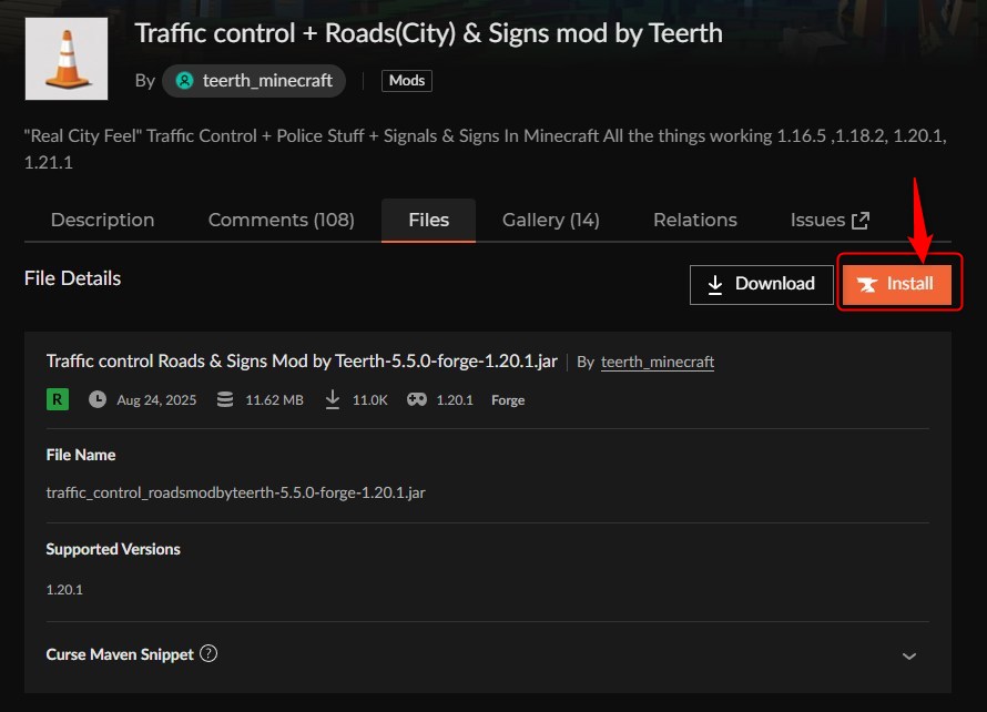 道路MOD「Traffic control + Roads & Signs by Teerth」の入れ方2