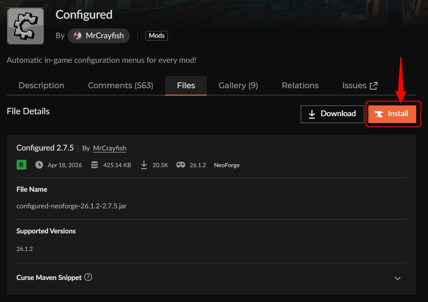 ConfiguredをInstallしてNew Profileを作成する画面