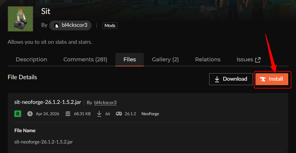 座るMOD「Sit」の入れ方2