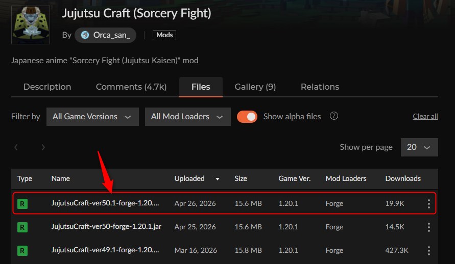 呪術廻戦MOD「Jujutsu Craft」の入れ方1