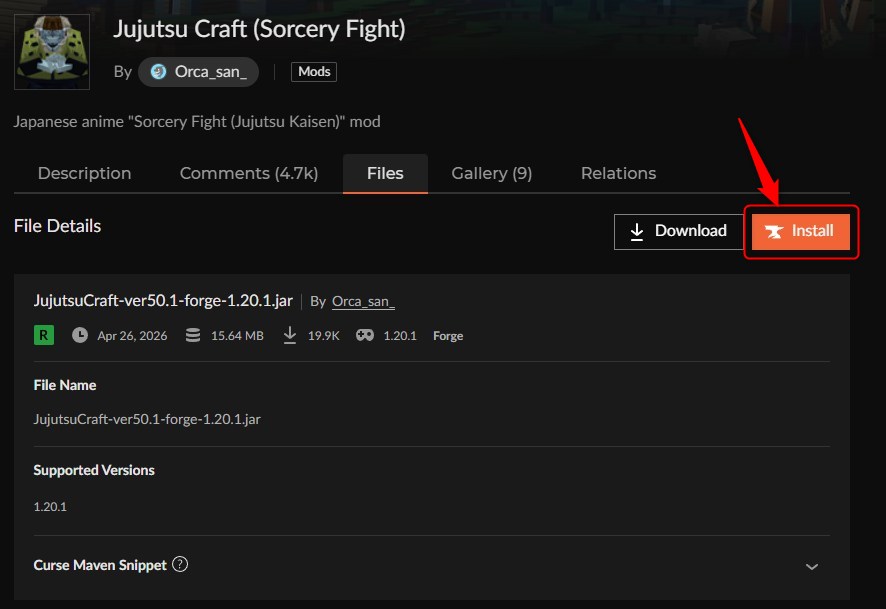 呪術廻戦MOD「Jujutsu Craft」の入れ方2