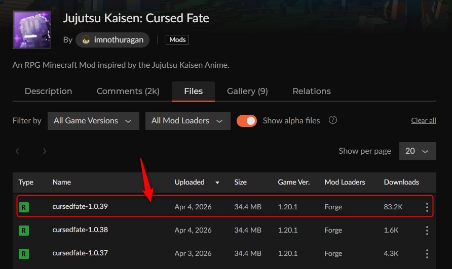 呪術廻戦MOD「Cursed Fate」の入れ方1
