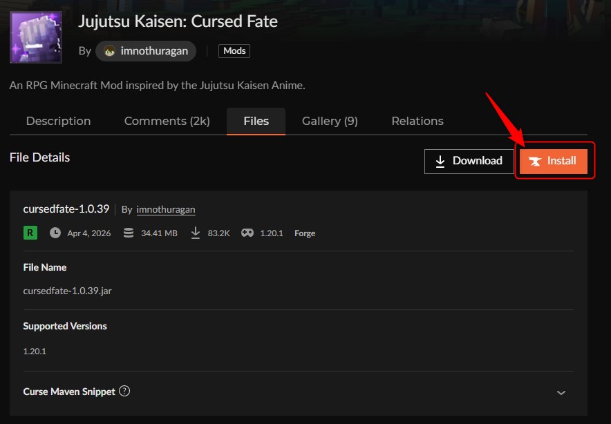 呪術廻戦MOD「Cursed Fate」の入れ方2