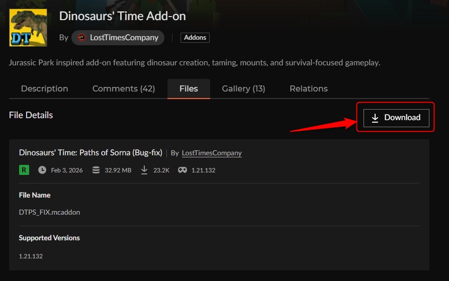 恐竜アドオン「Dinosaurs' Time」の入れ方2