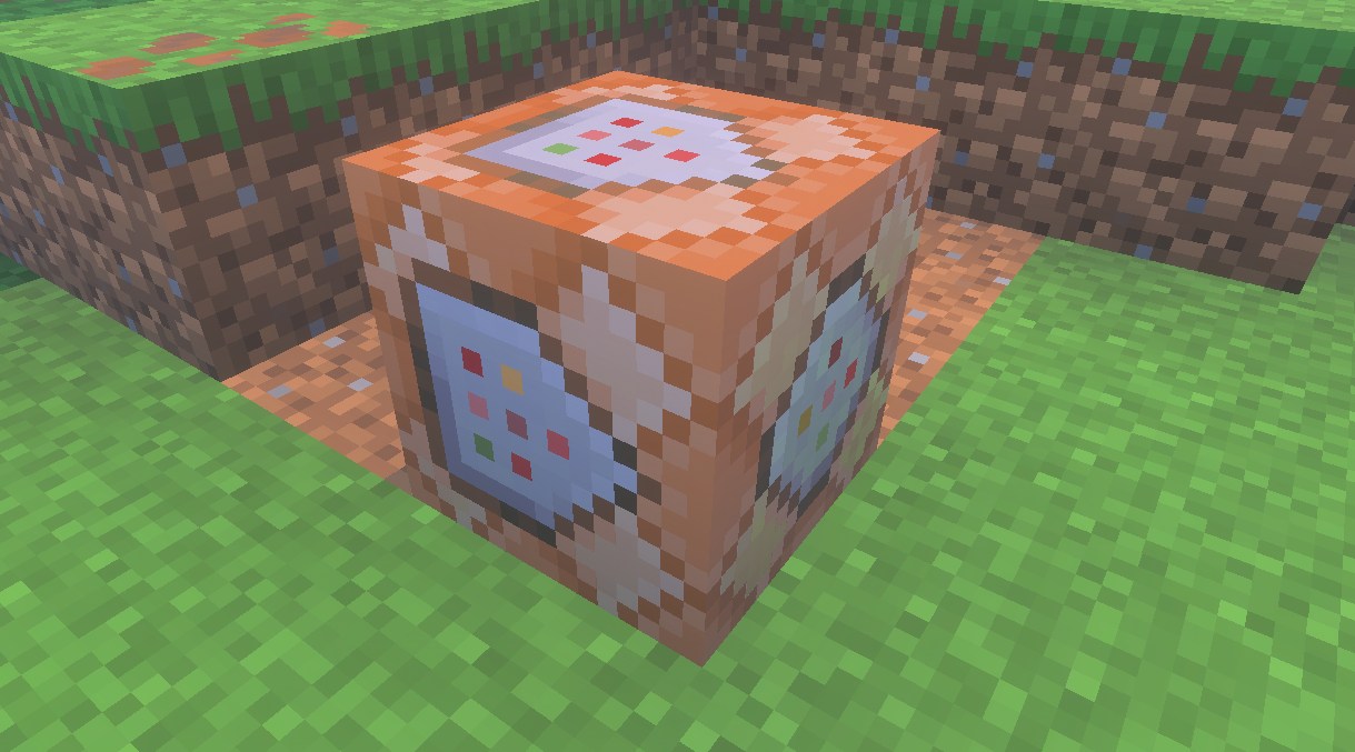 マイクラ統合版でコマンドブロックを地面に設置した様子