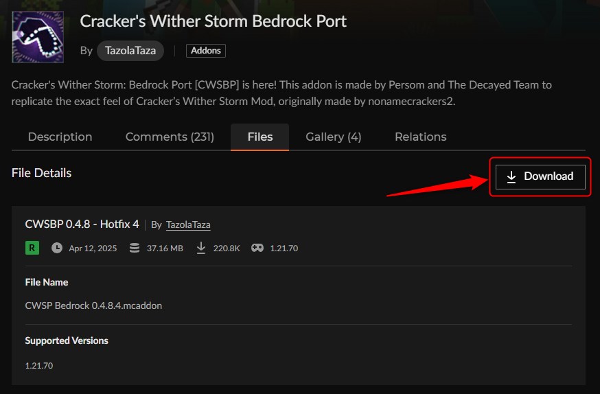ボスアドオン「Cracker's Wither Storm」の入れ方2