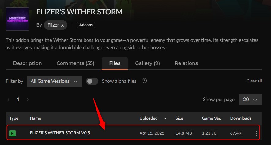 ボスアドオン「FLIZER'S WITHER STORM」の入れ方1
