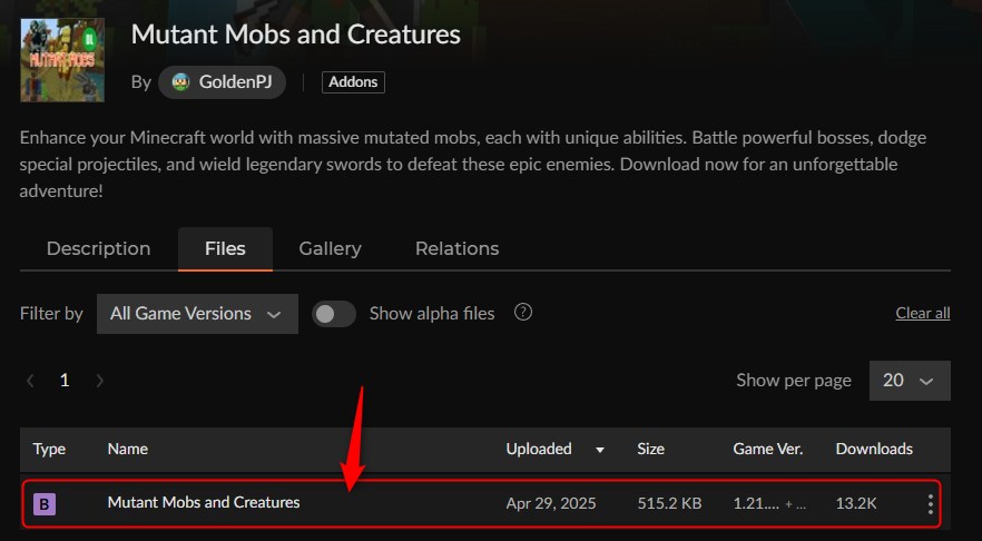 ミュータントアドオン「Mutant Mobs and Creatures」の入れ方1