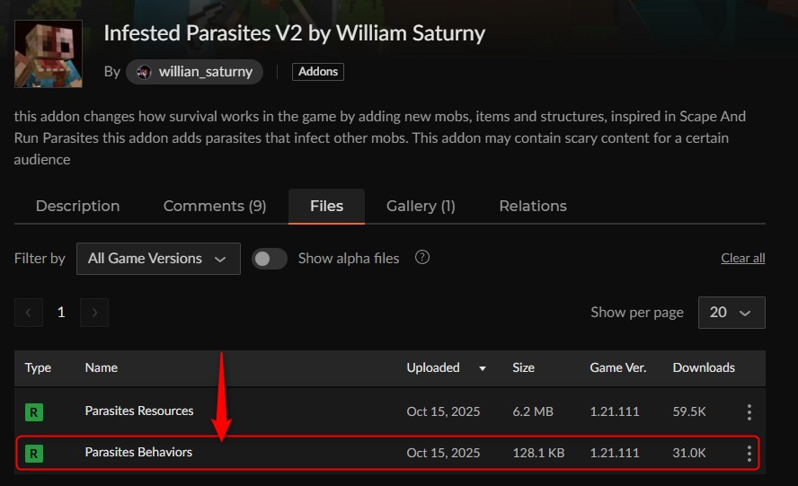 寄生虫アドオン「Infested Parasites V2」の入れ方3