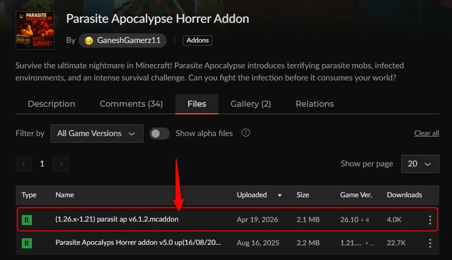 寄生虫アドオン「Parasite Apocalypse」の入れ方1