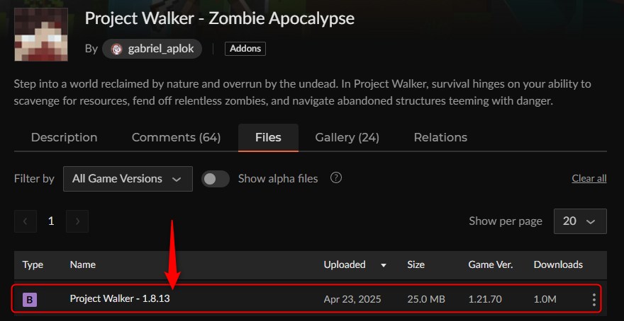 ゾンビアドオン「Project Walker」の入れ方1