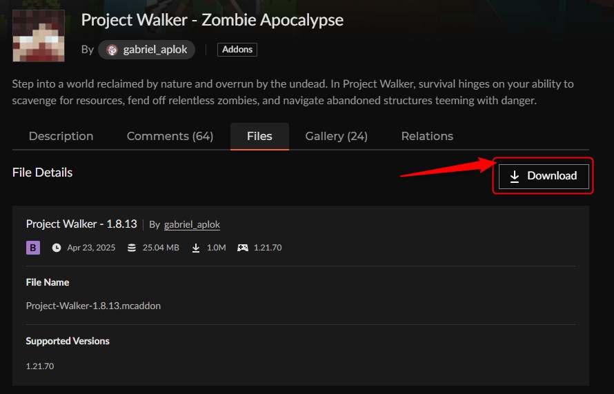 ゾンビアドオン「Project Walker」の入れ方2