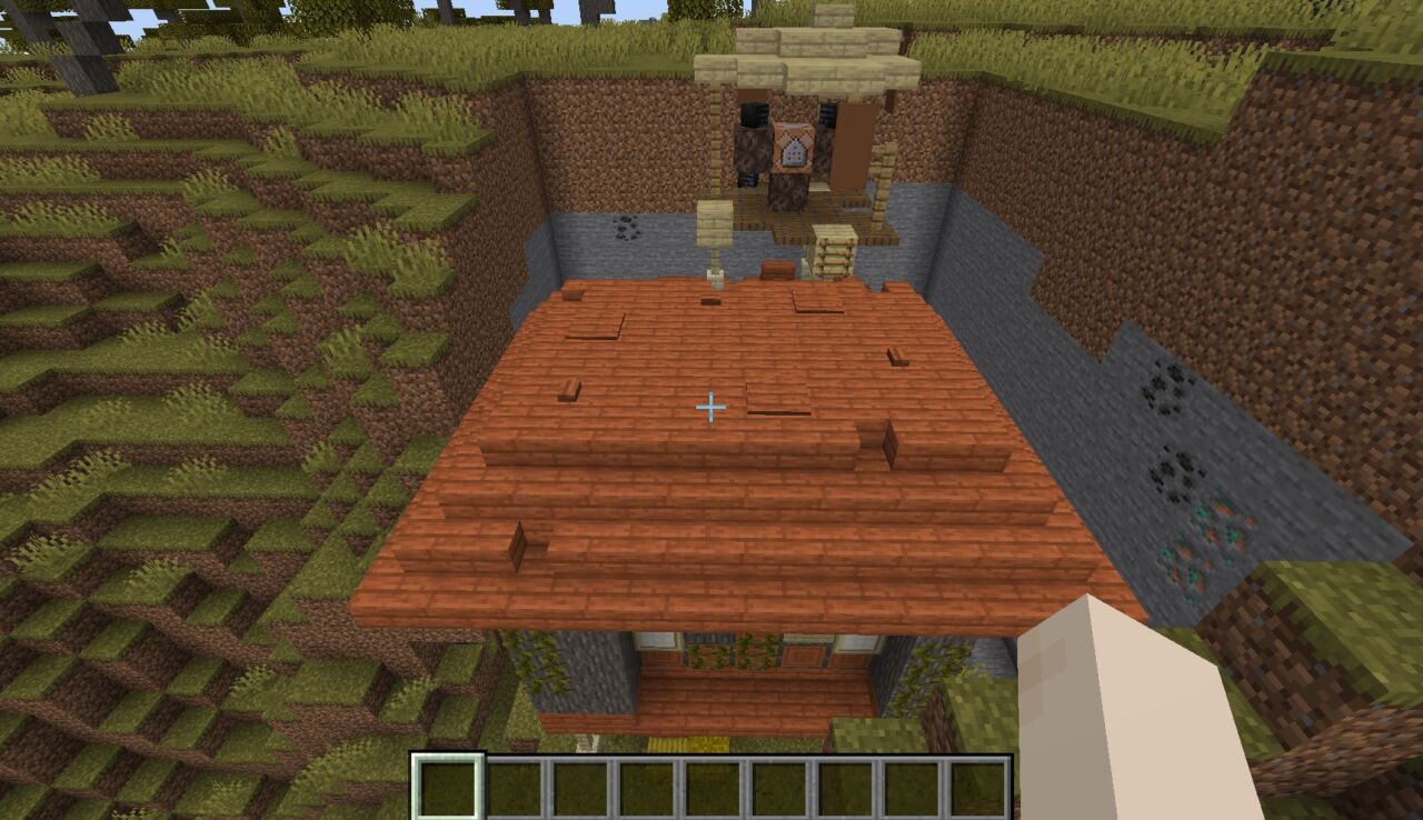 マイクラ起動後のX:0 Z:0座標の廃屋(Rundown house)