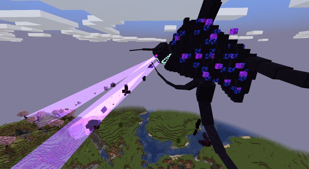 マイクラ起動後にWitherBean'sのウィザーストームを召喚した画面