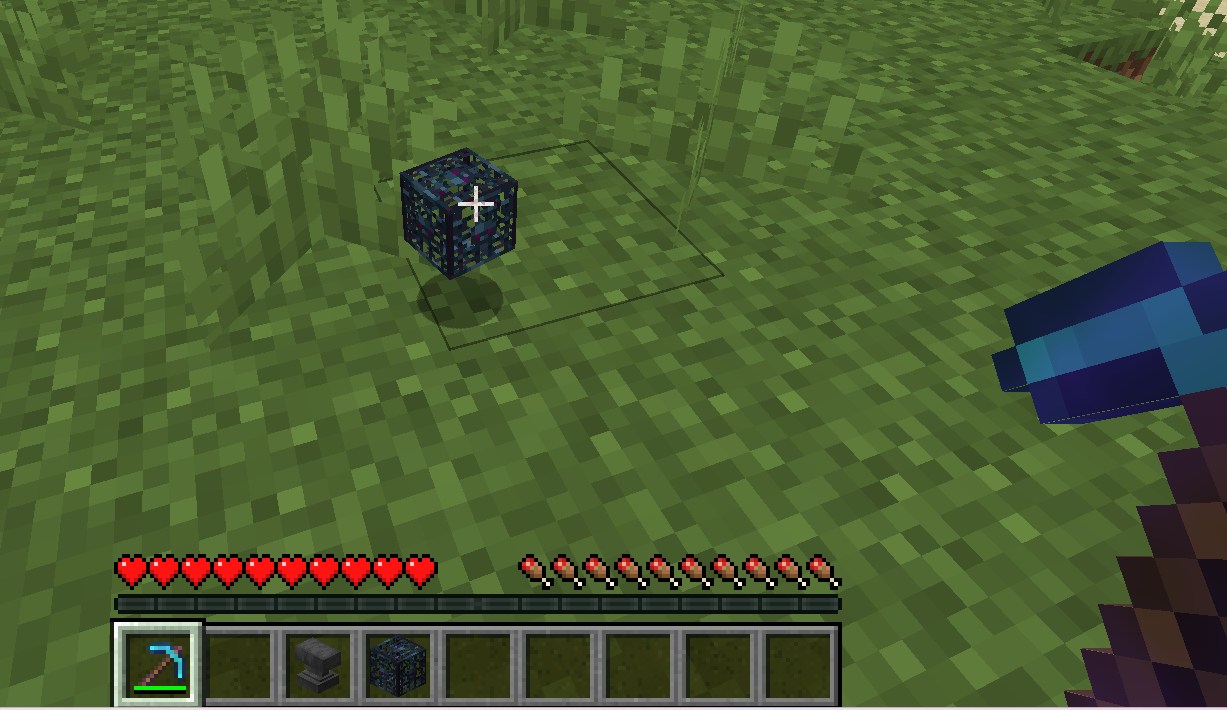 Enhanced Mob Spawnersで回収したスポナーがアイテムとしてドロップする画面