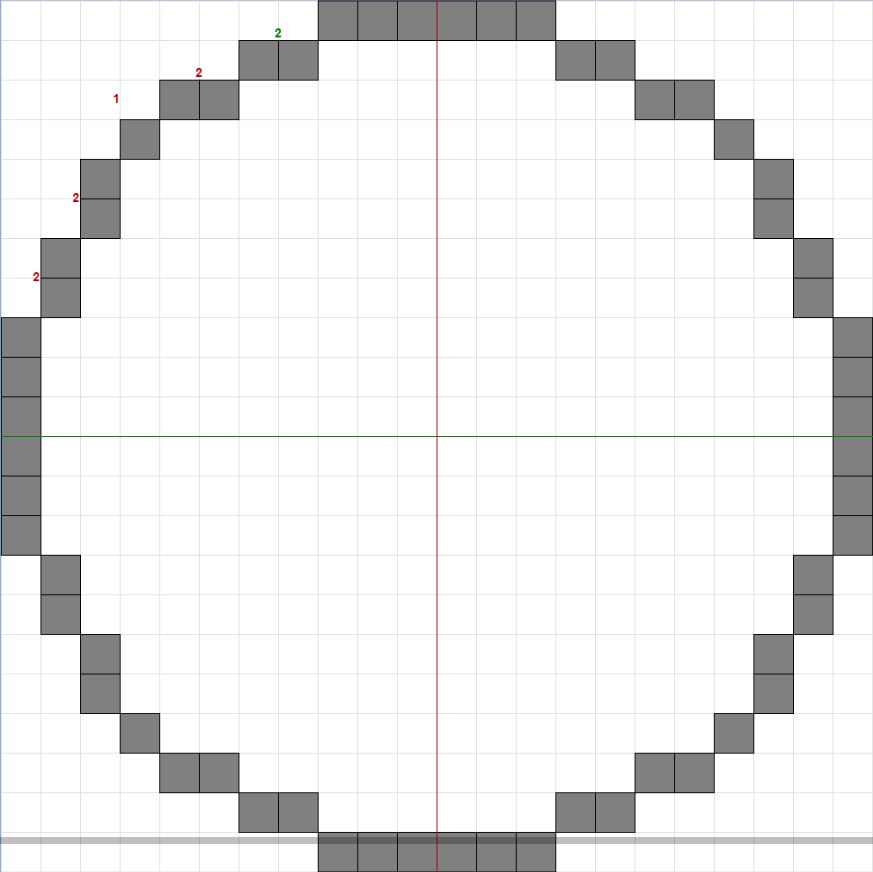 マイクラ22×22の円の設計図