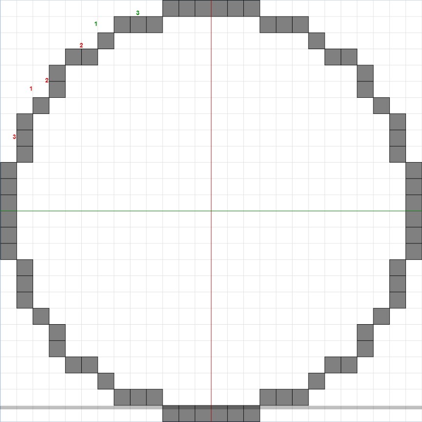 マイクラ26×26の円の設計図