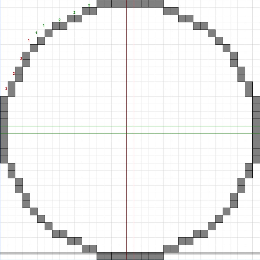 マイクラ35×35の円の設計図