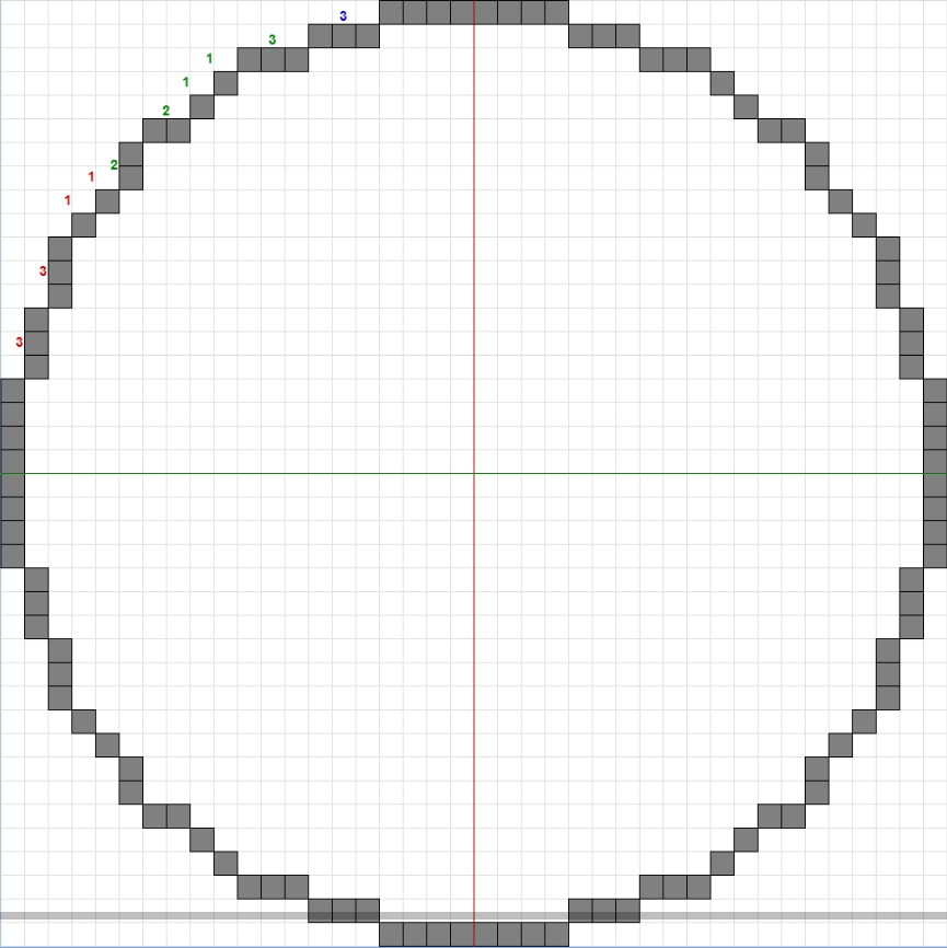 マイクラ40×40の円の設計図