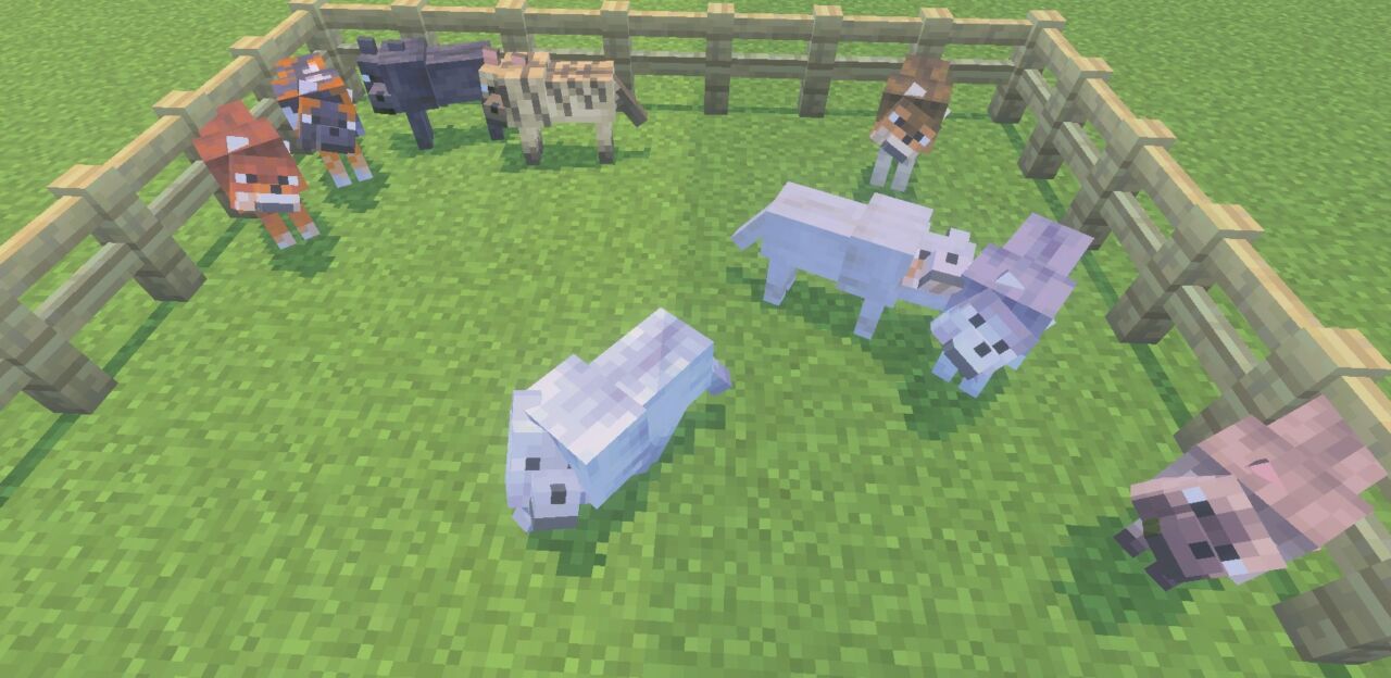 9種類のオオカミが整列している全体画像