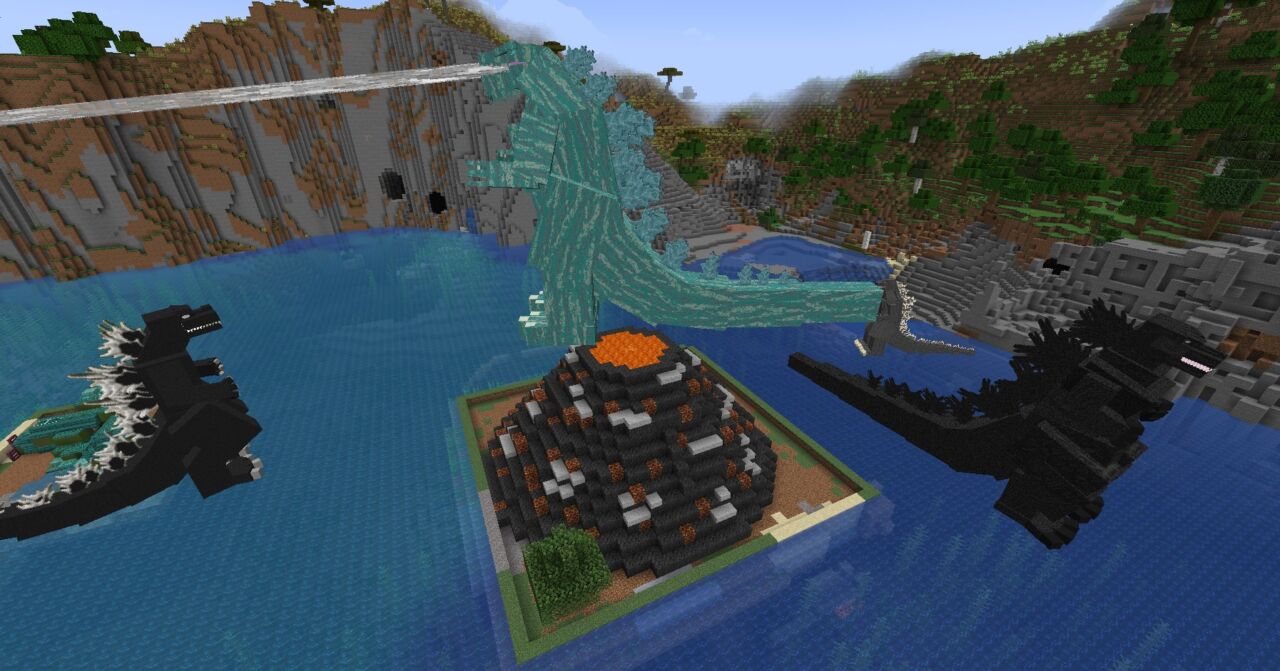 マイクラのゴジラMOD「Godzilla: Rising」のタイトル画面