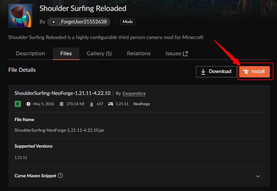 Shoulder Surfing Reloadedのインストール画面