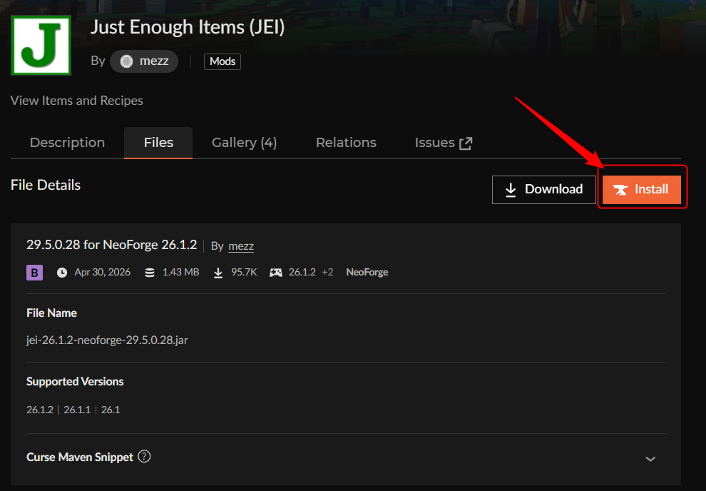 「Install」をクリックするとCurseForge Appが自動で起動
