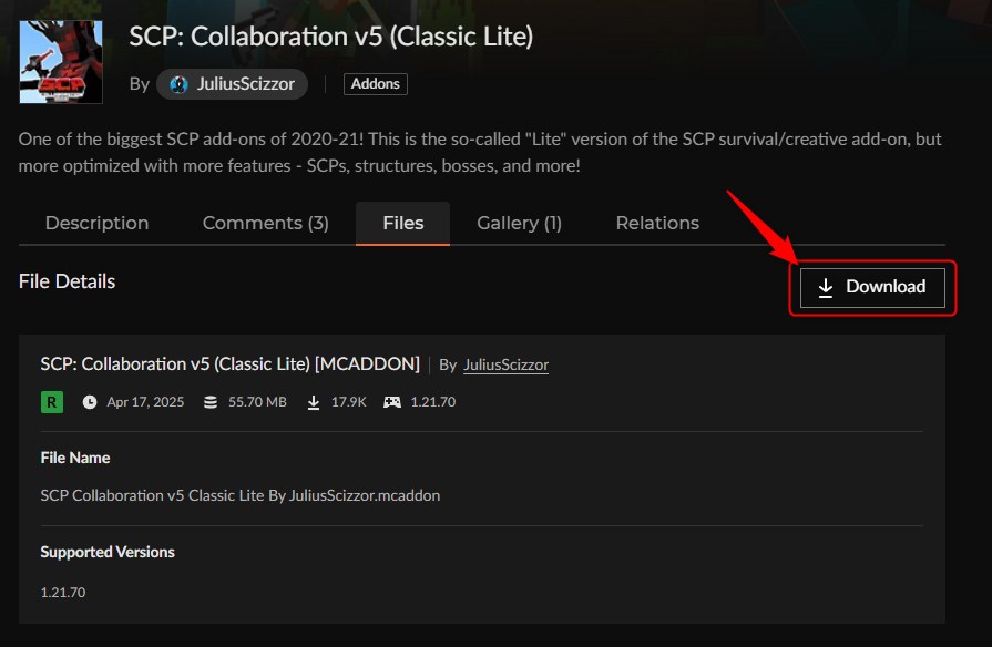 カースフォージのDownloadボタン（Collaboration v5）
