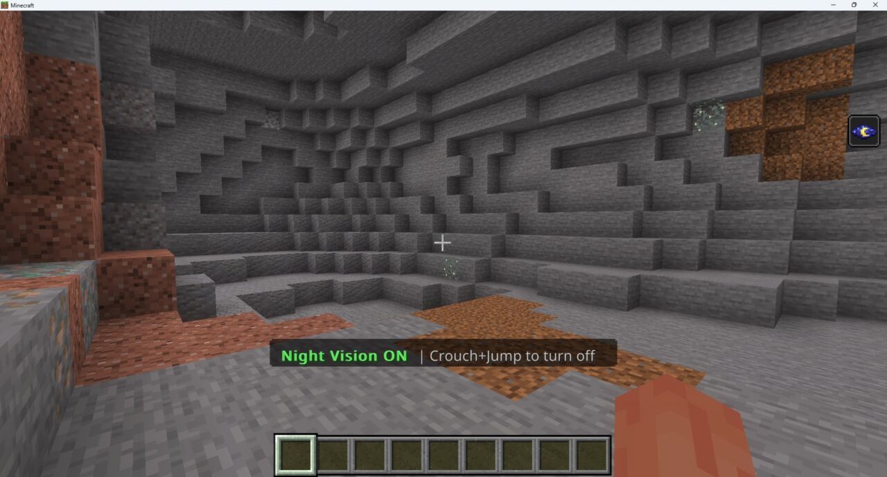 Night Vision ON/OFFをしゃがみとジャンプで切り替えた瞬間の画面